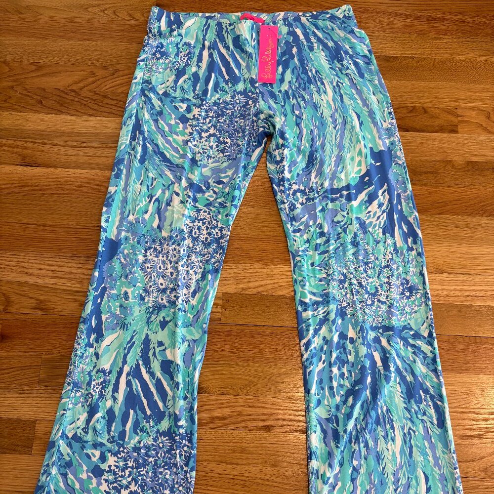 Lilly Pulitzer Georgia May Palazzo Pant Blue Haven Hey Hey Soleil size L